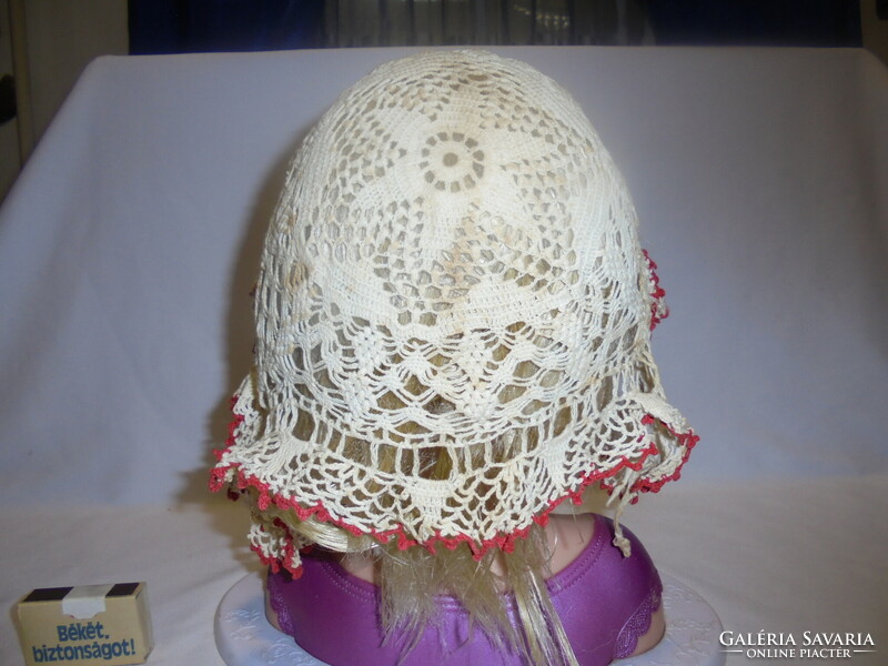 Antique crochet headband, women's headgear, hat