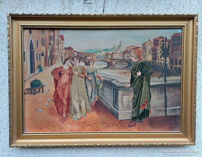 In addition to Dante, he also created a special painting. Dante's first meeting with Beatrice .. Italian painting