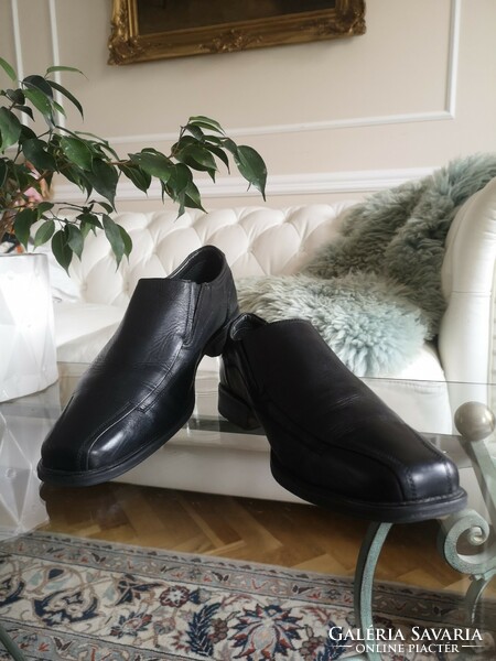 Claudio conti size 43 casual black men's leather shoes