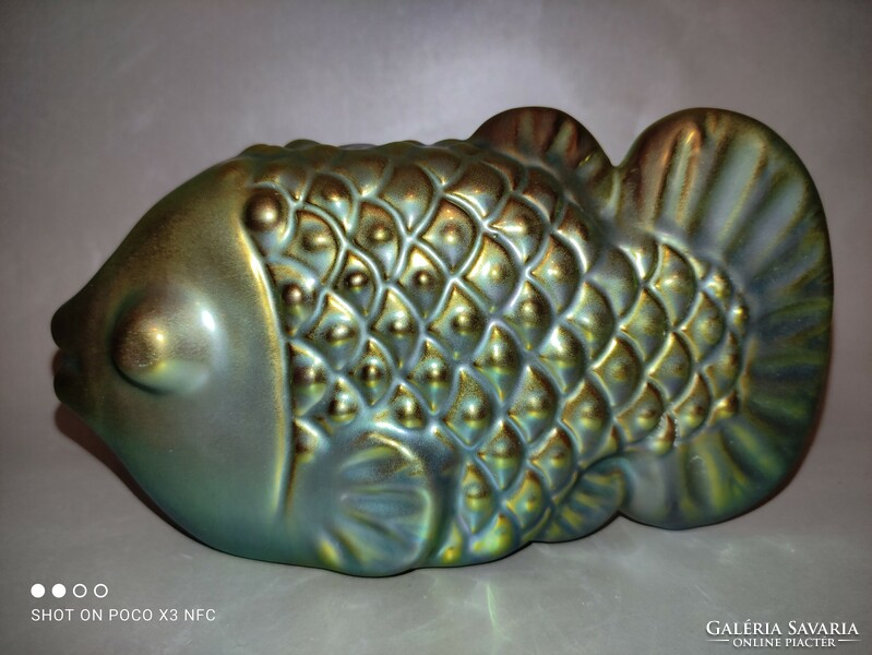 Zsolnay eozin fish Palatine Judit modernist fish sculpture