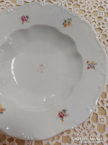 Zsolnay 1db virágos, porcelán mély tányér
