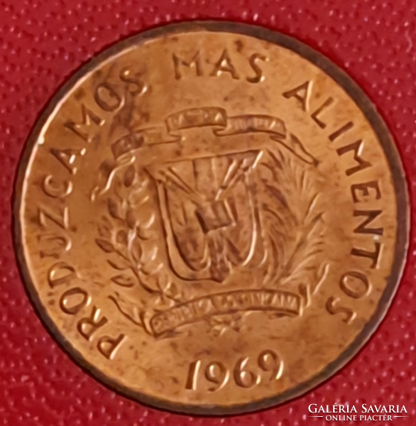 FAO. Dominikai Köztársaság 1969. 1Centimos , bronz , tanúsítvánnyal (101)