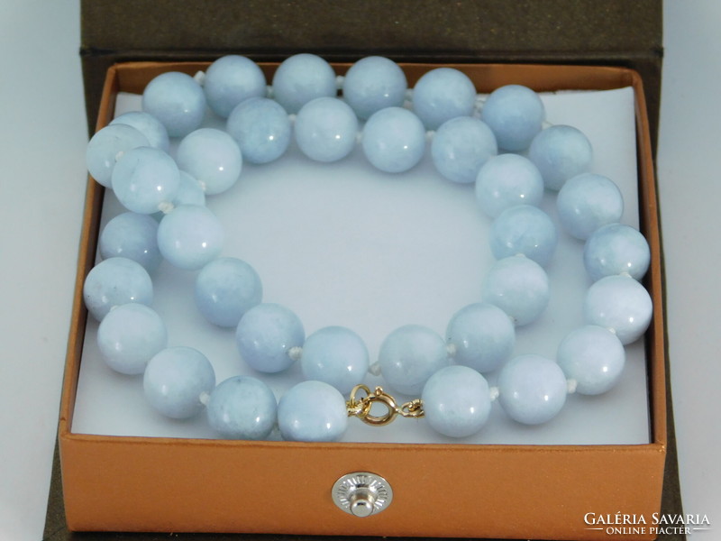 14K gold aquamarine necklace with beautiful large 10mm stones