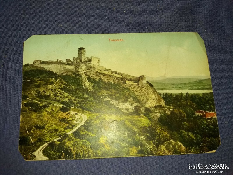 Antik festmény Gensel Lipót :Trencsén képeslap postatiszta 1910 körül .a képek szerint
