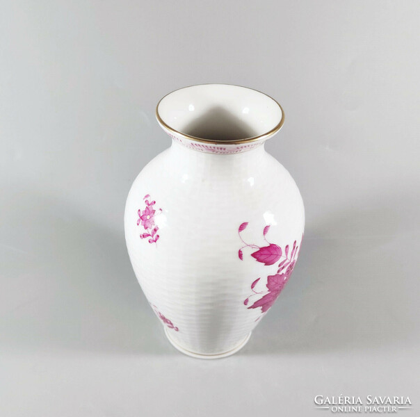Herend, purple Appony pattern vase, hand-painted porcelain 14.2 Cm, flawless! (J316)