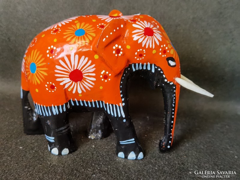 Lacquered, carved, wooden elephant figure