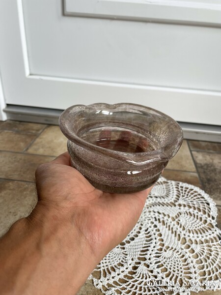 Rarer brownish purple cracked veil glass veil Karcagi berek bath glass ashtray ash