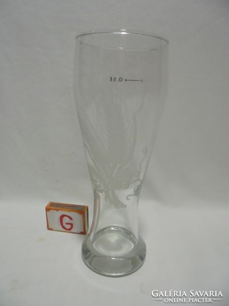 Half-liter certified beer mug with wheat ear pattern, glass