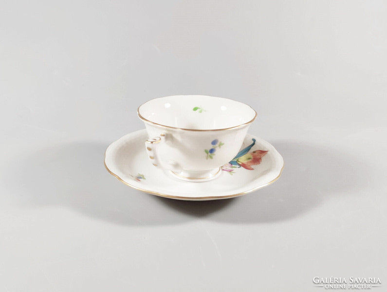 Herendi, bouquet de tulip coffee cup and saucer, hand-painted porcelain, flawless! (J301)