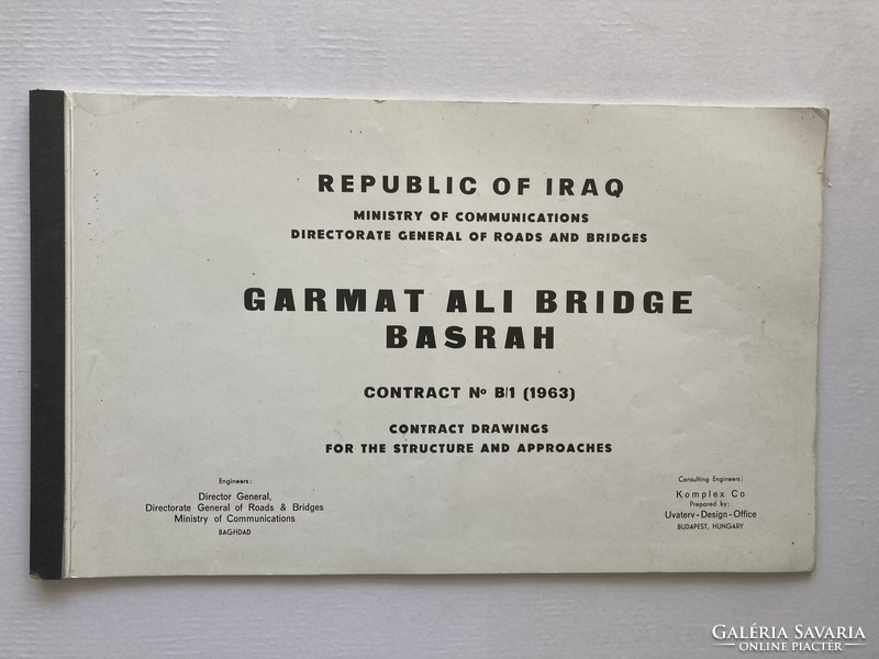 Uvaterv company's architectural plans for the Garmat Ali Bridge in Iraq from 1963