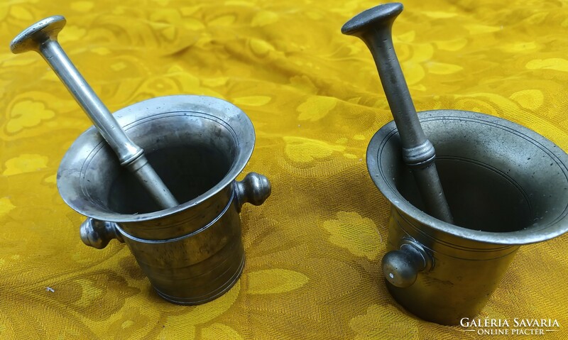 Old large copper mortar with pestle