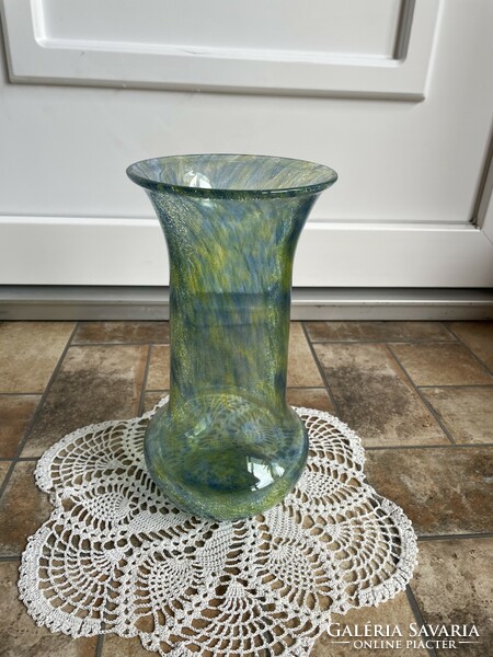 Beautiful, rare, large-scale veil glass with color gradient, a vase for flowers from Karcagi, Berekfürdő, mid-century