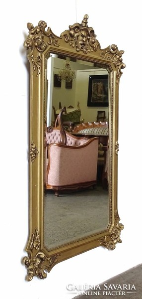 1N314 Antik nagyméretű faunfejes tükör 136 x 87 cm