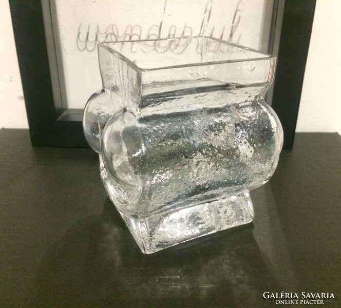 Retró üveg váza-Lars Hellsten -bagoly váza