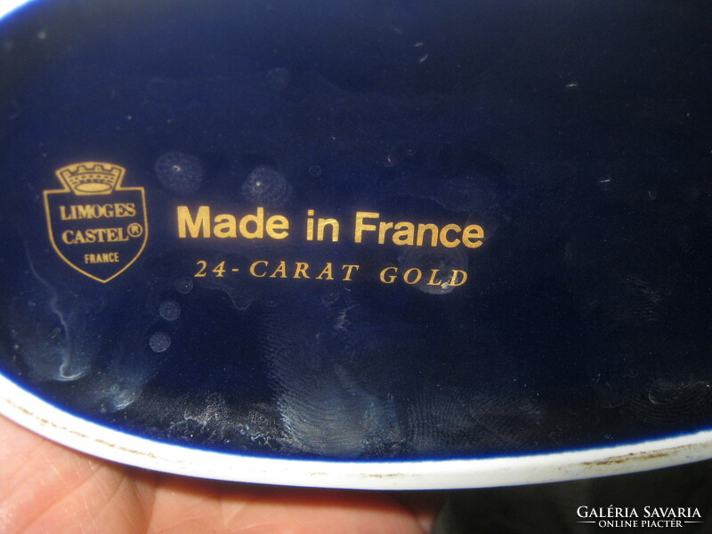 Limoges Aranyozott kobalt Larsen cognac porcelán vitorlás palack