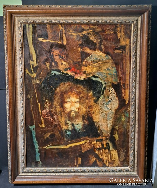 László Saly Németh: vision of nudes and faces (oil painting in a frame) modern, surreal