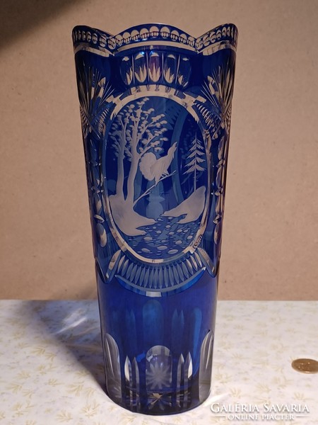 Etched stained glass vase