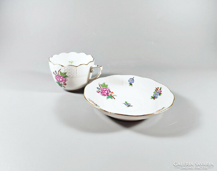 Herend, Eton pattern (711) coffee cup and saucer, hand-painted porcelain, flawless! (J327)