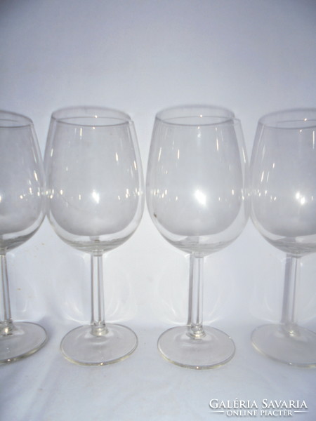Six large, bay-stemmed wine glasses - together