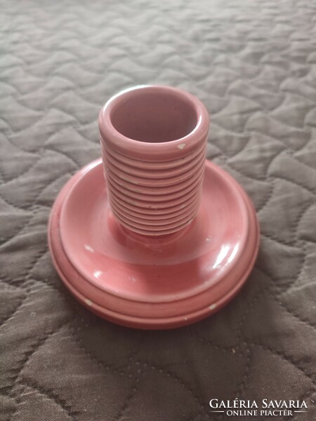 Pink ceramic candle holder (zsolnay?)