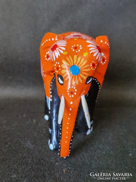 Lacquered, carved, wooden elephant figure