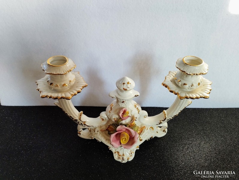 Italian Bassano baroque porcelain candle holder