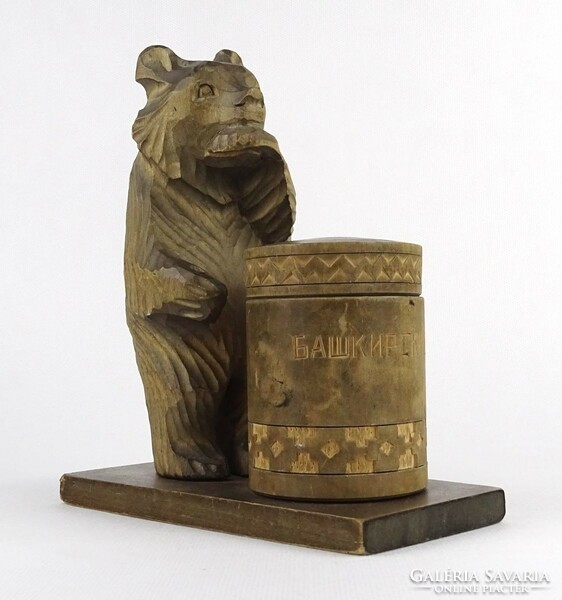 1O145 Bashkir honey bear wood carving 17.5 Cm