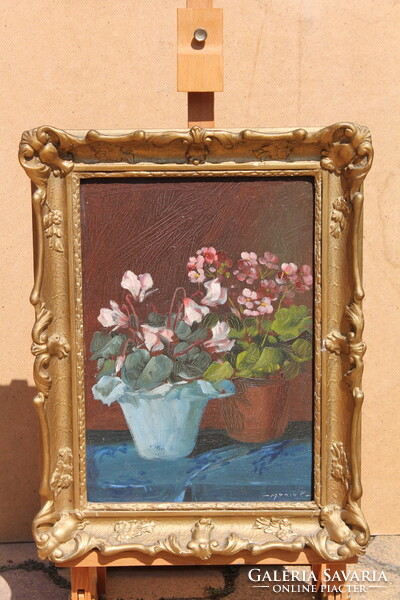 Vilmos Murin: still life with cyclamen