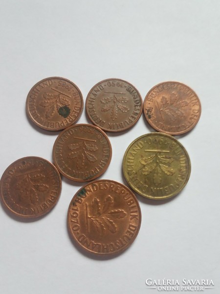 1- 2 - 5 Pfennig 1970 - 1990 !  7 darab !!!