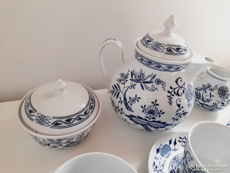 Cseh hagymamintás porcelán teás készlet, Bohemia Inglazed