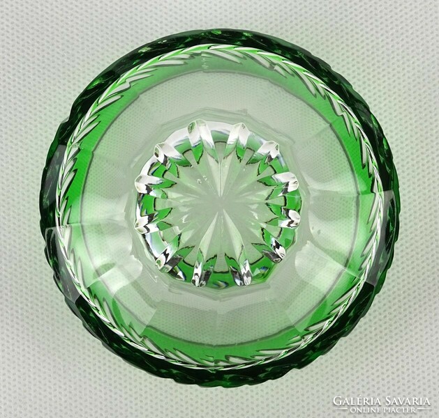 1O254 Kétrétegű zöld csiszolt kristály gyűrűtartó tál