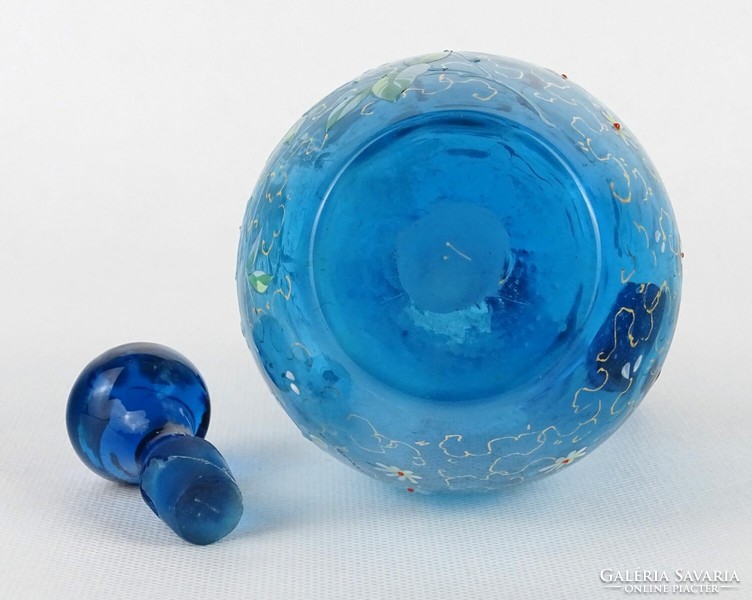 1O245 antique blue blown moser glass with pouring stopper 17 cm