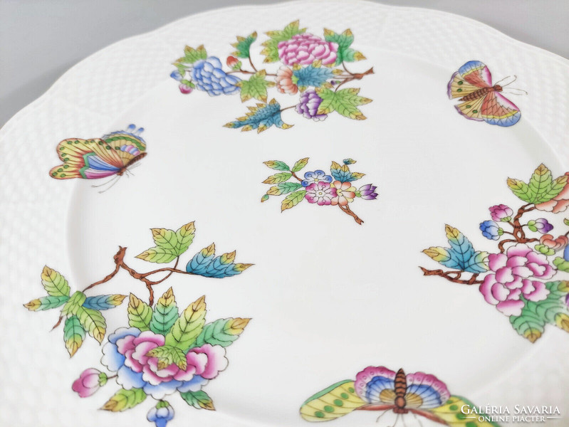 HERENDI, VIKTÓRIA MINTÁS (VA) NAGY KEREK TÁLCA, KÉZZEL FESTETT PORCELÁN 27.8 CM, HIBÁTLAN! (J333)