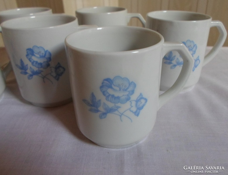 Kőbánya porcelain factory, blue floral / pink porcelain mug (kp) 2.