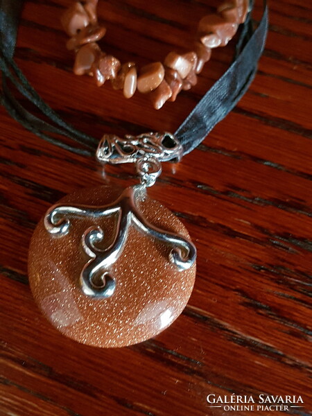 Sunstone necklace + bracelet