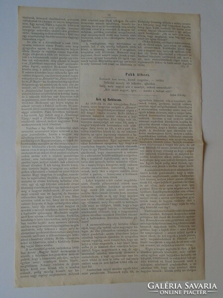 S0567 PÁKH ALBERT   -  fametszet és cikk -1867-es újság  címlapja