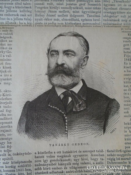 S0575 Tanárky Gedeon - Nagykőrös  - fametszet és cikk -1867-es újság címlapja