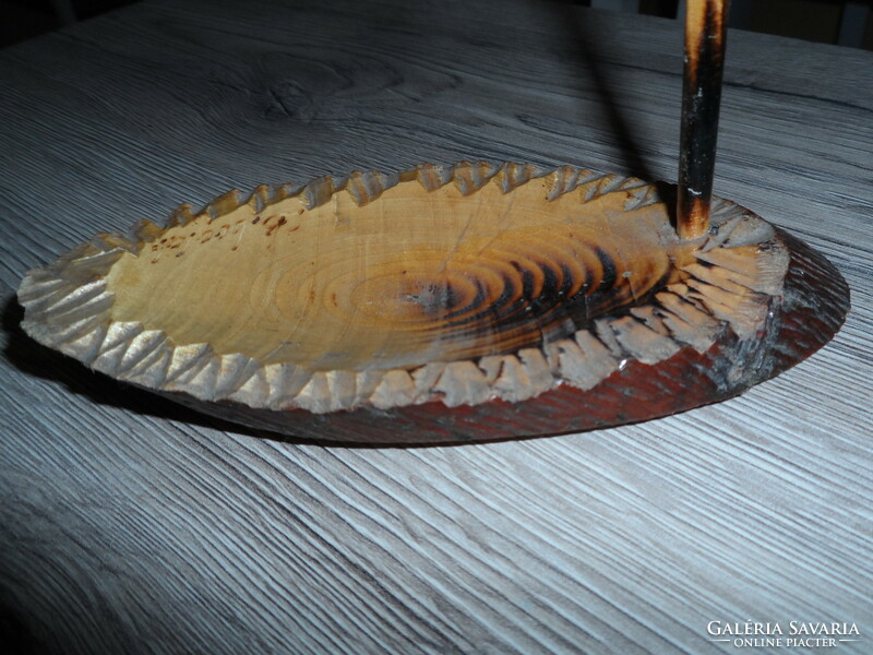 Retro, wood carved heron, bird
