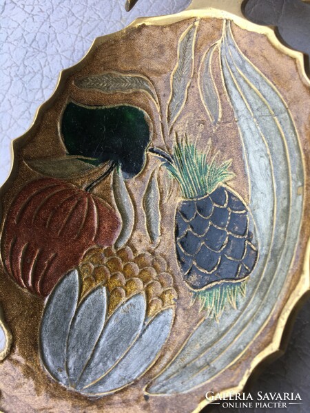Pineapple flowers copper painted Indian bowl