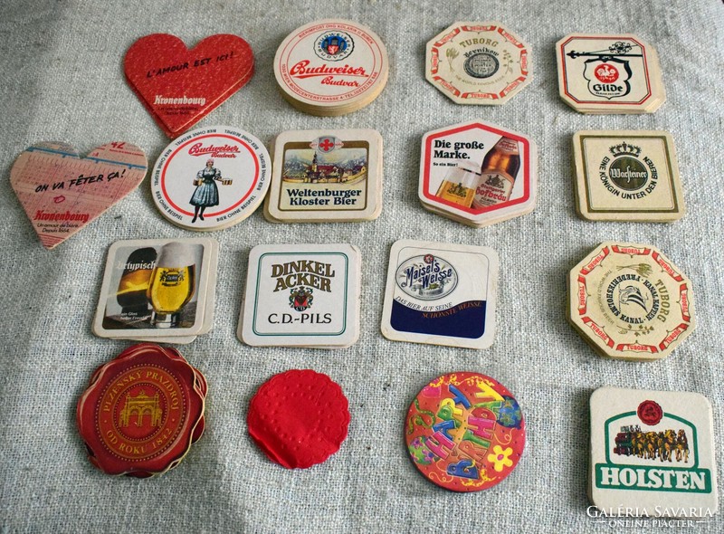 Coaster tuborg holsten budweiser gilde warsteiner zipfer maisels weisse .. Retro paper, 52 pieces