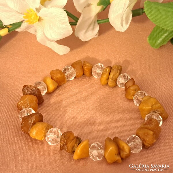 Amber and crystal bracelet