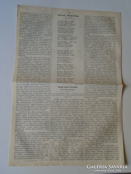 S0574 bónis sámuel -sárospatak- szabolcs vm tb prosecutor - woodcut and article -1867 newspaper front page