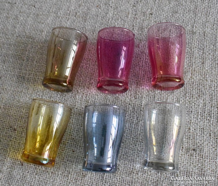 Üveg pohár 6 db. színes , rövid ital , stampó , stampedli