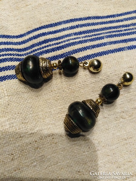 Olive green color - folk earrings / plastic