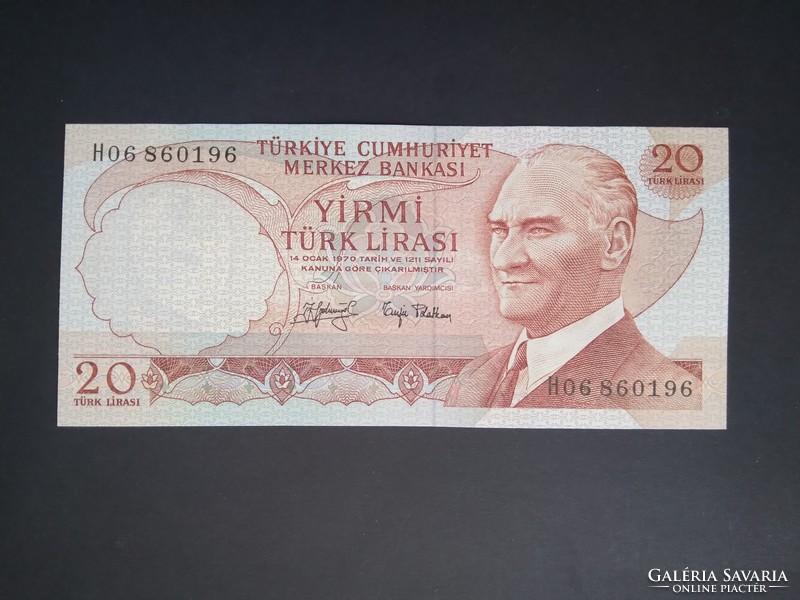 Turkey 20 lira 1979 p-187a.2 Unc