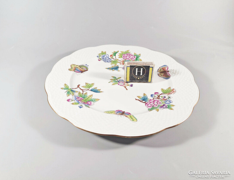 Herend, Victoria pattern (va) large round tray, hand-painted porcelain 27.8 Cm, flawless! (J333)
