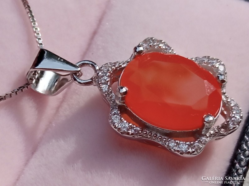 Orange opal 925 silver pendant