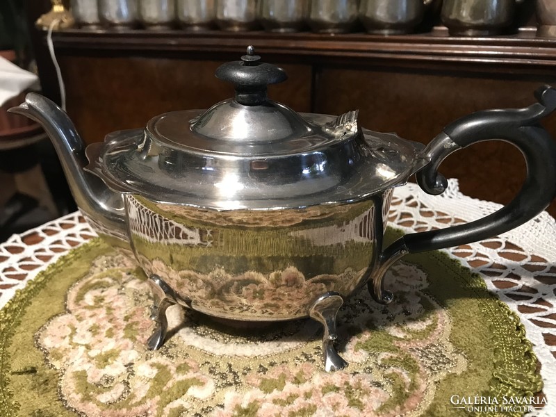 Csodaszép, chippendale, antik, 100 éves, ezüstözött, teás vagy kávés kanna, klasszikus fazonnal