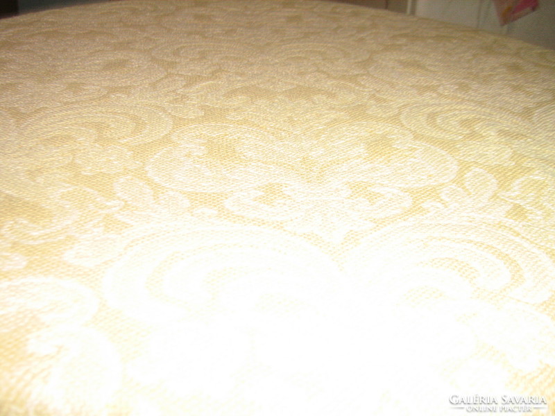 Dreamy antique pastel colored baroque pattern woven bedspread with fringed edges