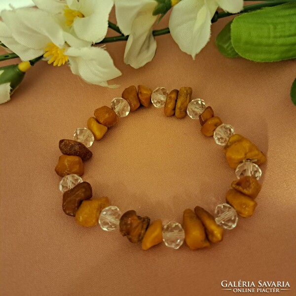 Amber and crystal bracelet